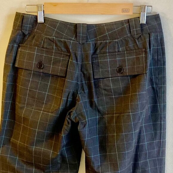 Club Monaco Navy Blue Teal Plaid Trouser Pants Ankle Cropped Size 4 - Picture 6 of 10